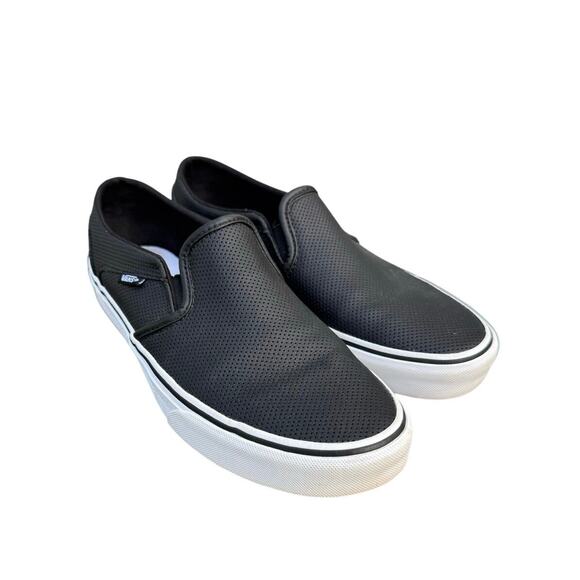 Vans Off The Wall Asher casual perforated black leather skateboard women’s 10W - Picture 1 of 8